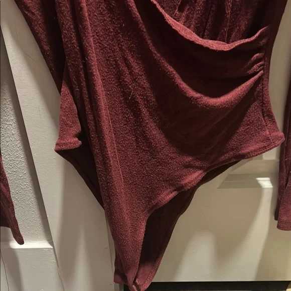 Rue21 Maroon Asymmetrical Wrap Bodysuit - Picture 3 of 5